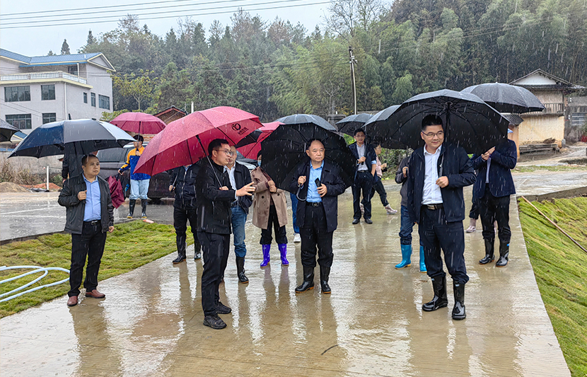 江西省生態環境廳生態環境監測處處長程波平一行蒞臨我司定南上村稀土尾水處理站視察調研